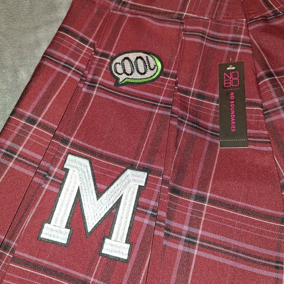 NWT No Boundaries Juniors Pleated Cos Burgundy Cheer School Girl Skirt Size S - Picture 7 of 9